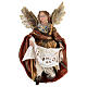 Nativity scene figurine, Angel with Gloria banner and red mantle by Angela Tripi 13 cm s1