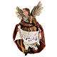 Nativity scene figurine, Angel with Gloria banner and red mantle by Angela Tripi 13 cm s3