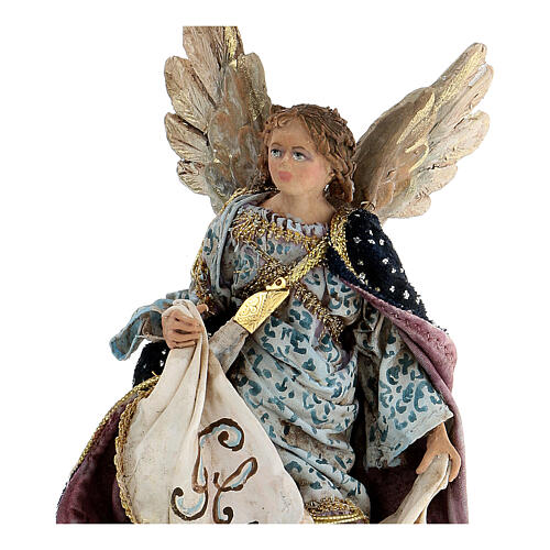 Nativity scene figurine, Angel with Gloria Deo banner by Angela Tripi 13 cm 2