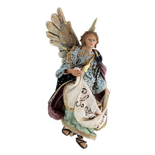 Nativity scene figurine, Angel with Gloria Deo banner by Angela Tripi 13 cm 3