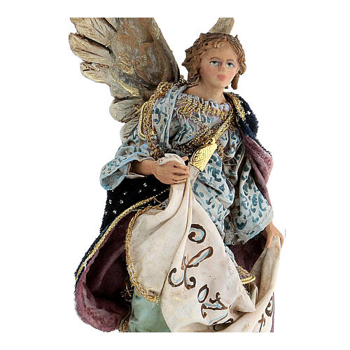 Nativity scene figurine, Angel with Gloria Deo banner by Angela Tripi 13 cm 4