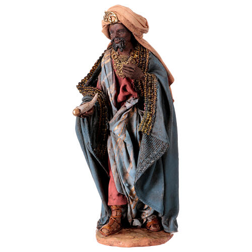 Stehender Heiliger König, für 13 cm Krippe von Angela Tripi, Terrakotta 3