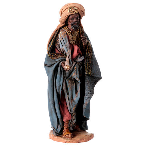 Stehender Heiliger König, für 13 cm Krippe von Angela Tripi, Terrakotta 4