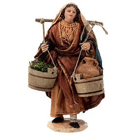 Nativity scene figurine, Woman with jars and vegetables by Angela Tripi 13 cm