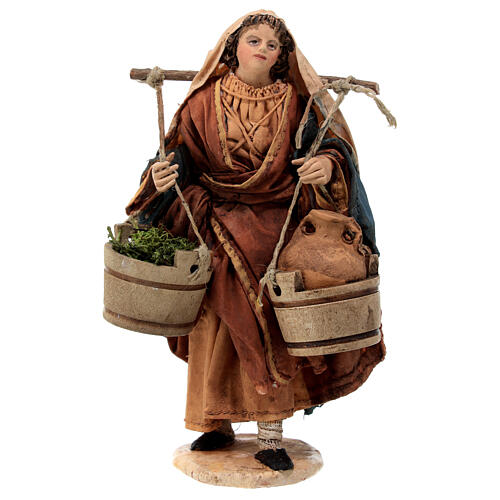 Nativity scene figurine, Woman with jars and vegetables by Angela Tripi 13 cm 1