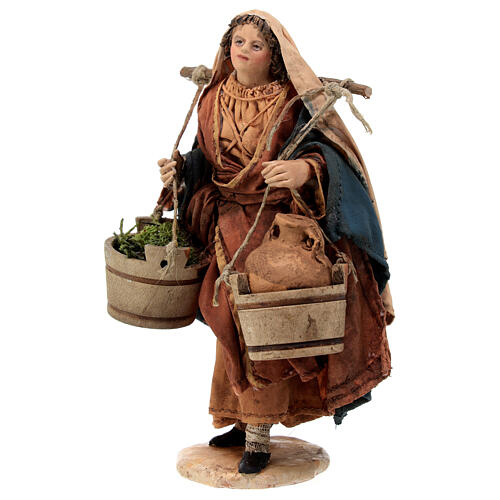 Nativity scene figurine, Woman with jars and vegetables by Angela Tripi 13 cm 3