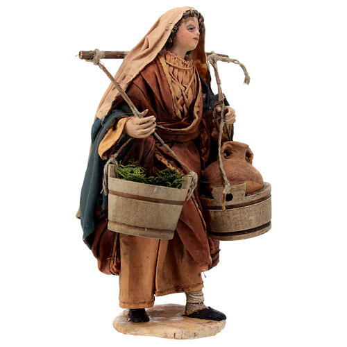 Nativity scene figurine, Woman with jars and vegetables by Angela Tripi 13 cm 4