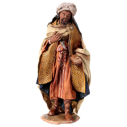 Heiliger König mit Schatulle, für 13 cm Krippe von Angela Tripi, Terrakotta 1