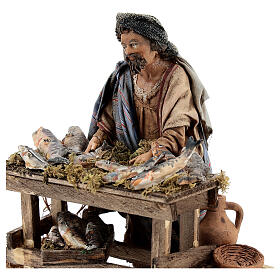 Crèche Noel Angela Tripi: Poissonnier avec étal 13 cm Angela Tripi
