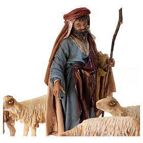 Nativity scene figurine, Shepherd with herd by Angela Tripi 13 cm