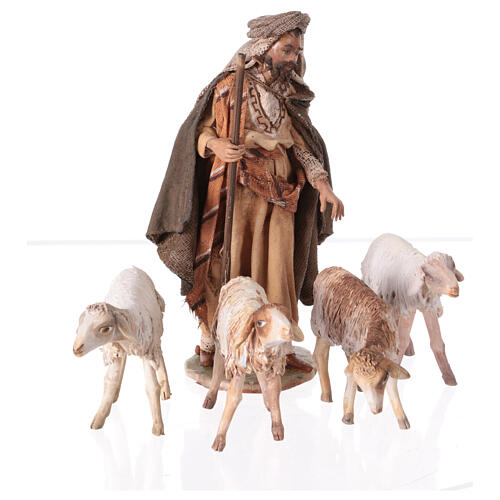 Nativity scene figurine, Shepherd with herd by Angela Tripi 13 cm 4