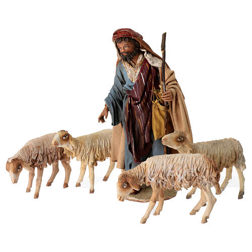 Nativity scene figurine, Shepherd with herd by Angela Tripi 13 cm 1