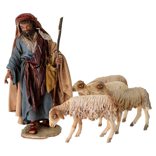 Nativity scene figurine, Shepherd with herd by Angela Tripi 13 cm 3