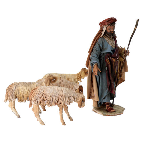 Nativity scene figurine, Shepherd with herd by Angela Tripi 13 cm 5