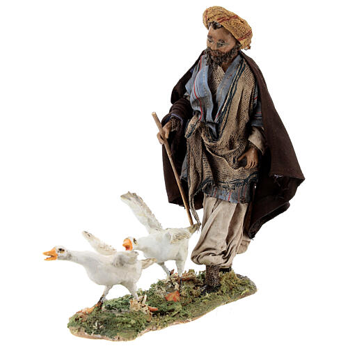 Nativity scene figurine, Man with geese by Angela Tripi 13 cm 1