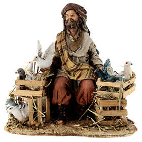 Nativity scene figurine, Bird seller by Angela Tripi 13 cm