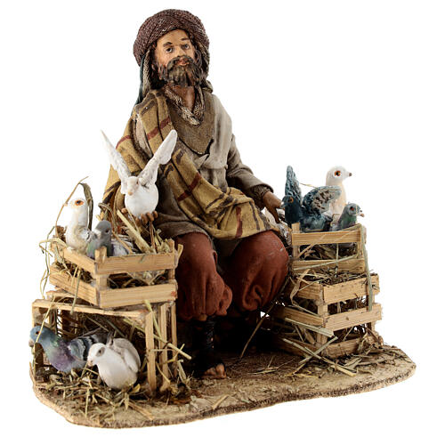 Nativity scene figurine, Bird seller by Angela Tripi 13 cm 2
