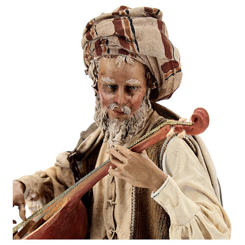 Musician with instrument figurine, Angela Tripi nativity terracotta 30 cm 2