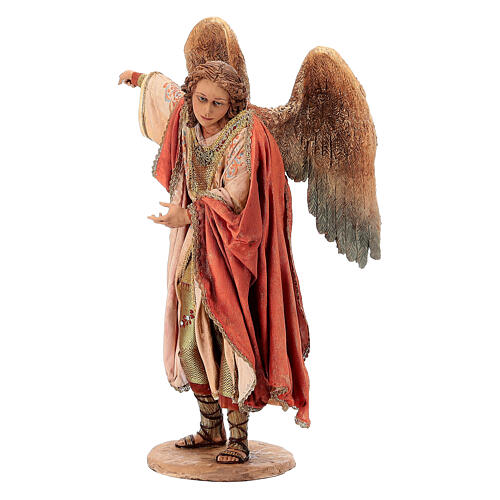 Cena Anunciação aos Pastores Presépio Angela Tripi com figuras de altura média 30 cm 12