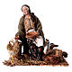 Sitzende Frau mit Hühnern, für 30 cm Krippe von Angela Tripi, Terrakotta s1