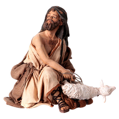 Shepherd with lamb 18 cm Nativity Scene figurine Angela Tripi 1