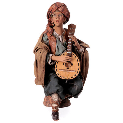 Mandolin player 18 cm Nativity Scene figurine Angela Tripi 1