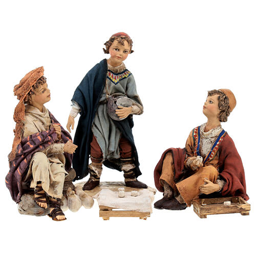 Set of 3 boys playing for Tripi's Nativity Scene of 18 cm 1