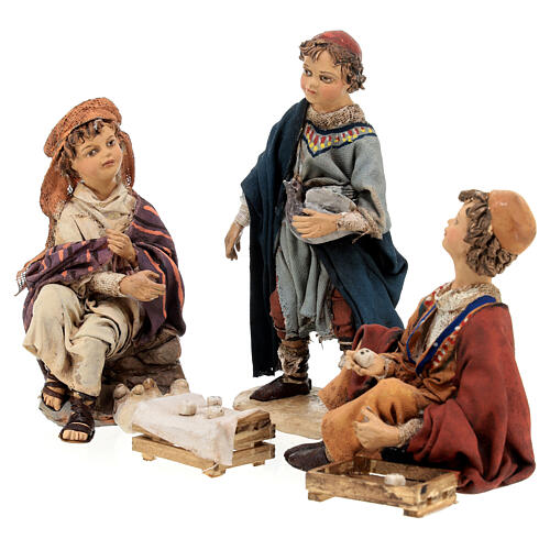 Set of 3 boys playing for Tripi's Nativity Scene of 18 cm 3