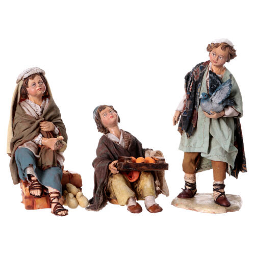 Set of 3 boys playing for Tripi's Nativity Scene of 18 cm 1