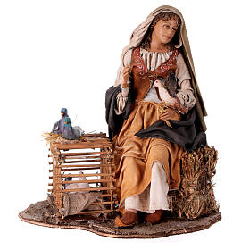 Woman with doves, 30 cm, Angela Tripi's Nativity Scene