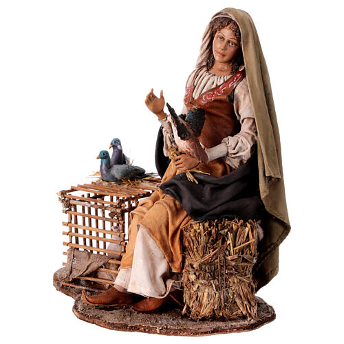 Woman with doves, 30 cm, Angela Tripi's Nativity Scene 3