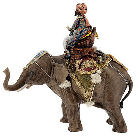 Heiliger König auf Elefant, für 13 cm Krippe von Angela Tripi, Terrakotta