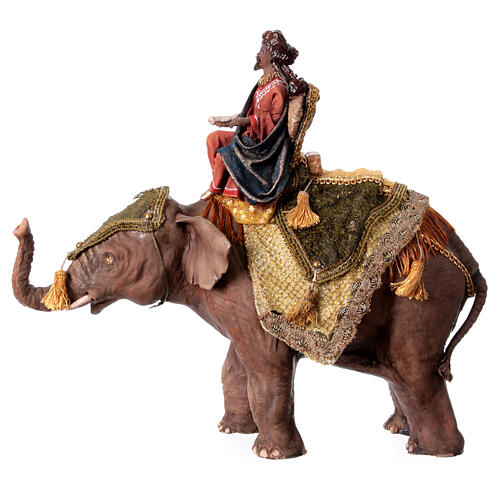 Heiliger König auf Elefant, für 13 cm Krippe von Angela Tripi, Terrakotta 1