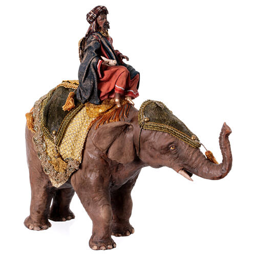 Heiliger König auf Elefant, für 13 cm Krippe von Angela Tripi, Terrakotta 4