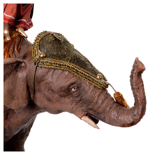 Heiliger König auf Elefant, für 13 cm Krippe von Angela Tripi, Terrakotta 5