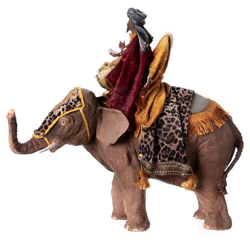 Heiliger König auf Elefant, für 13 cm Krippe von Angela Tripi, Terrakotta 10