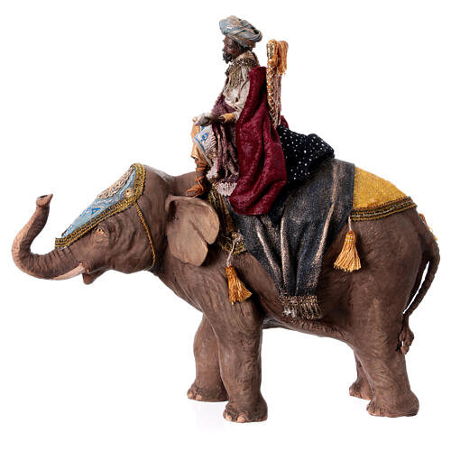Heiliger König auf Elefant, für 13 cm Krippe von Angela Tripi, Terrakotta 12