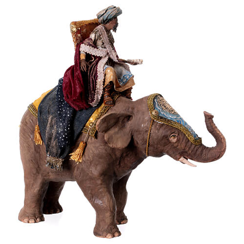 Heiliger König auf Elefant, für 13 cm Krippe von Angela Tripi, Terrakotta 13