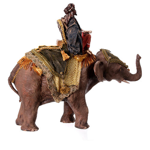 Rei Mago negro no elefante terracota para presépio Angela Tripi com figuras de altura média 13 cm 6