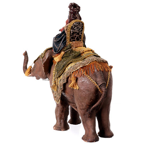 Rei Mago negro no elefante terracota para presépio Angela Tripi com figuras de altura média 13 cm 8