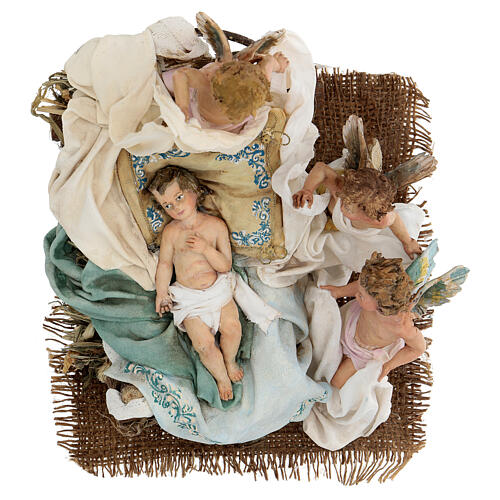 Wiege mit drei Engelchen, für 30 cm Krippe von Angela Tripi, Terrakotta 4