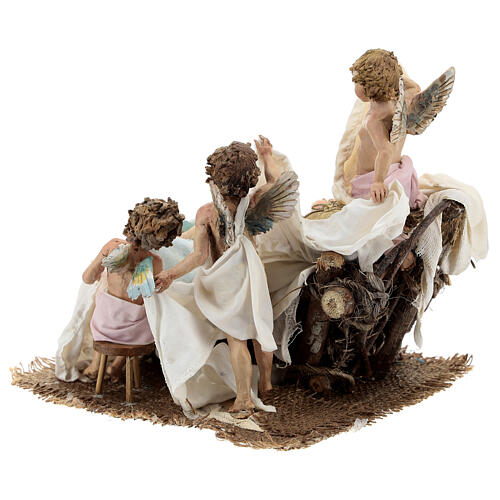 Wiege mit drei Engelchen, für 30 cm Krippe von Angela Tripi, Terrakotta 6