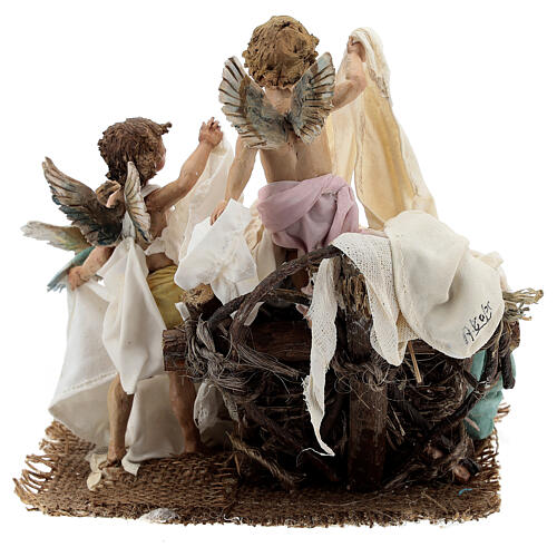 Baby Jesun in manger with putti, Angela Tripi 30 cm 7