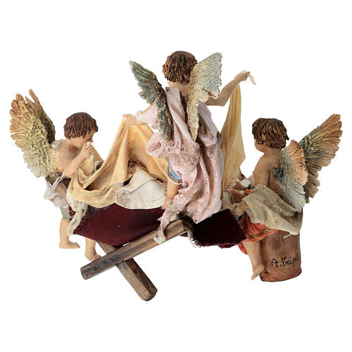 Berço Menino Jesus com anjos para presépio Angela Tripi com figuras de altura média 30 cm 8