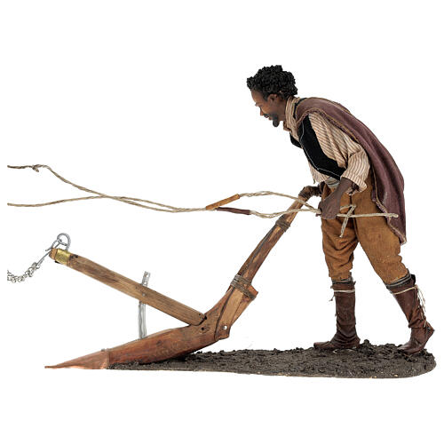 Mężczyzna i byk z pługiem, szopka 30 cm, Angela Tripi 4
