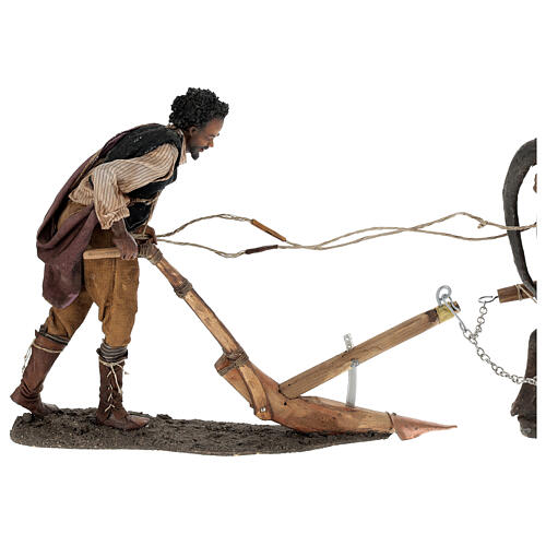 Mężczyzna i byk z pługiem, szopka 30 cm, Angela Tripi 9