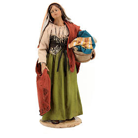 Woman with wash bucket and clothes, 18 cm nativity Angela Tripi in terracotta