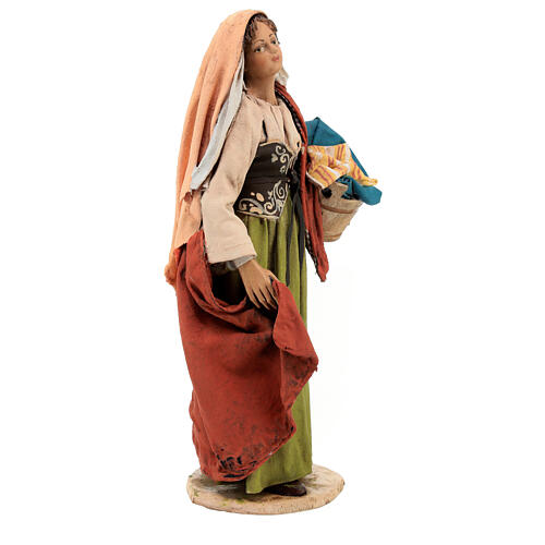 Woman with wash bucket and clothes, 18 cm nativity Angela Tripi in terracotta 4