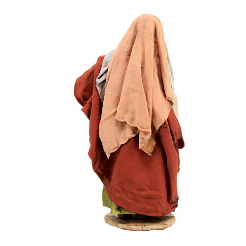 Woman with wash bucket and clothes, 18 cm nativity Angela Tripi in terracotta 5