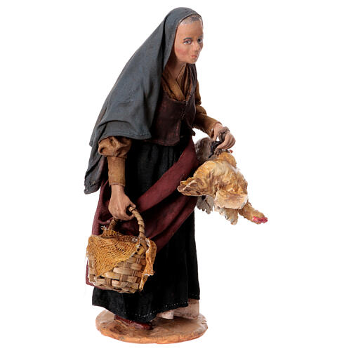 Old woman with chickens for Tripi's Nativity Scene with 18 cm terracotta characters 4